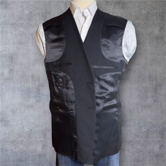 HART SHAFFNER MARX Mens Blazer 48R WOOL Sport Coat Two Button Suit Jacket Black - Picture 16 of 16